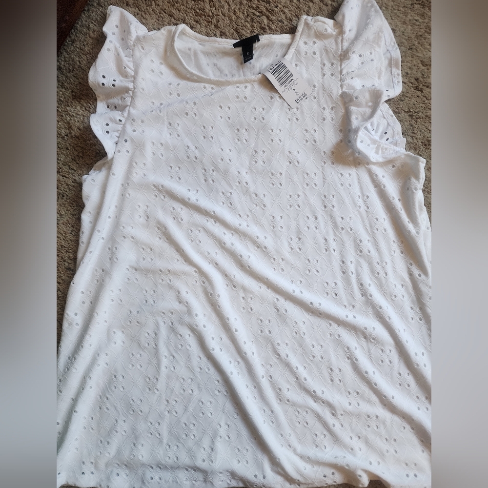 Torrid White Ruffled Sleeveless Blouse